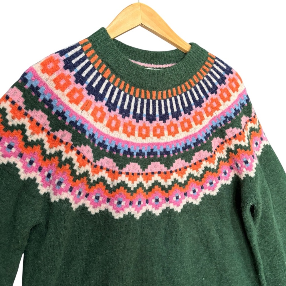 Boden Hettie Fluffy Fair Isle Bubble Sleeve Oversized Sweater - Sz 8 (UK 12) - Picture 3 of 11